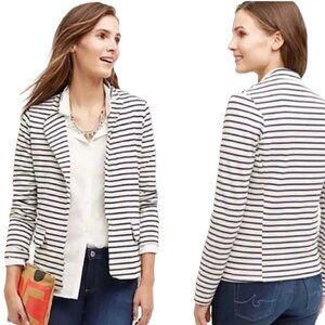 Anthropologie Dolan Ava Blazer Gray Navy Striped Open Front Size S